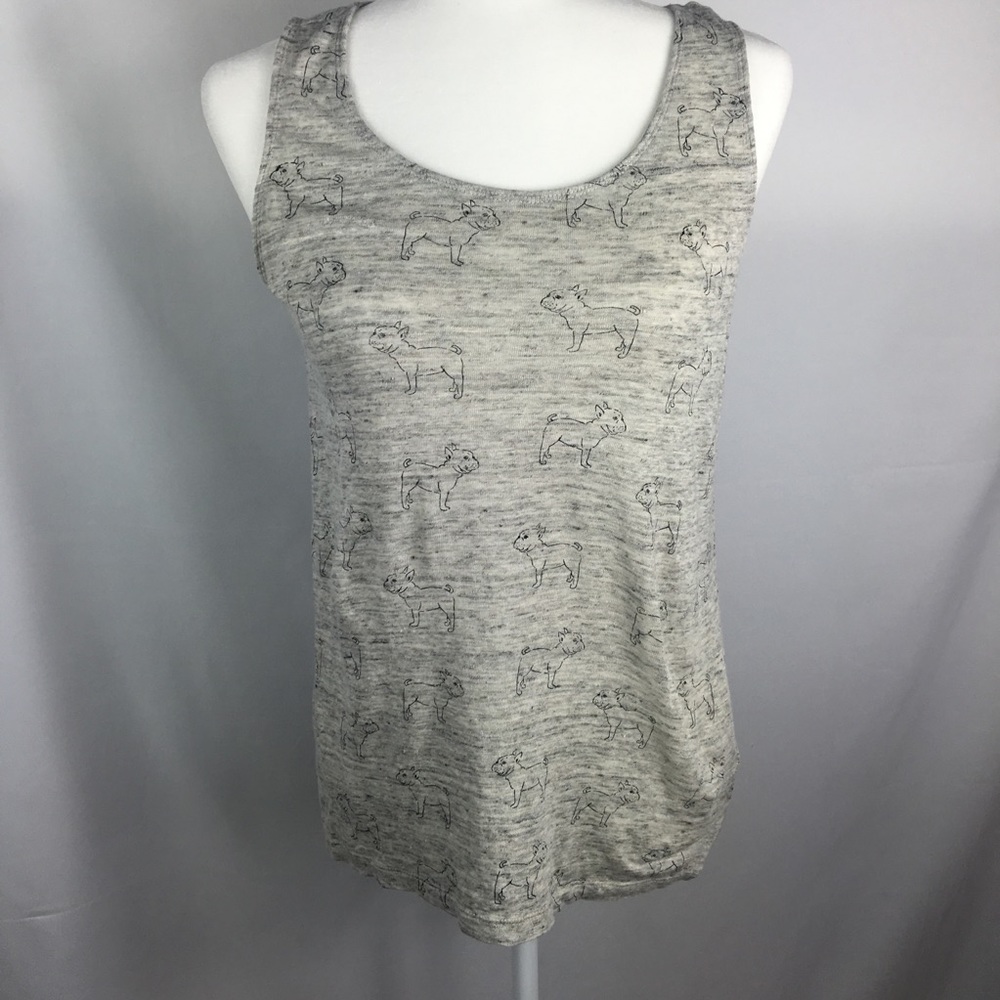 Artisan Ny French Bull Dog Print Tank Sz Xs linen